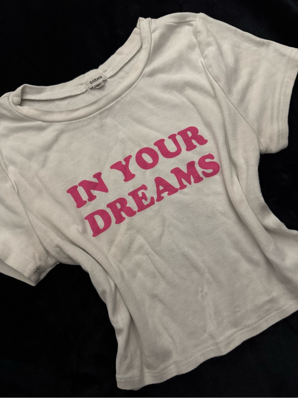 GARAGE “IN YOUR DREAMS” Crop Top Graphic Baby Tee